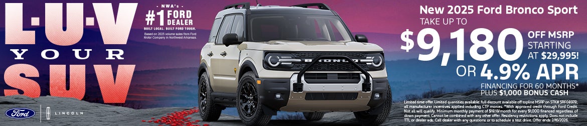 2025 Ford Bronco Sport with up to $9,180 off