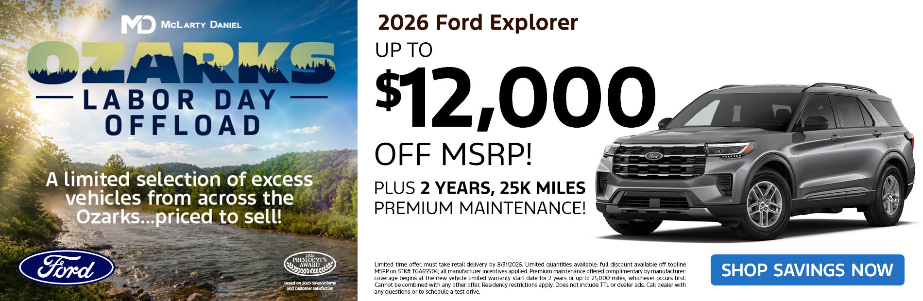2026 Ford Explorer– up to $12,000 off MSRP! -PLUS- 2 years, 
