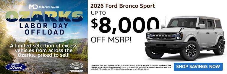 2026 Ford Bronco Sport– up to $8,000 off MSRP!