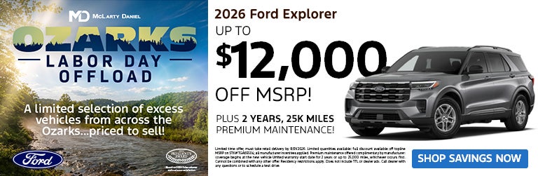 2026 Ford Explorer– up to $12,000 off MSRP! -PLUS- 2 years, 