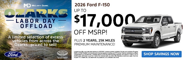 2026 Ford F-150– up to $17,000 off MSRP -PLUS- 2 years, 25k 