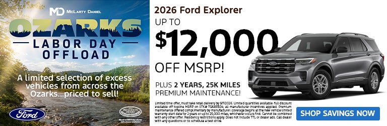 2026 Ford Explorer– up to $12,000 off MSRP! -PLUS- 2 years, 